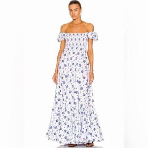 CAROLINE CONSTAS Gianna Maxi Dress in Blue Vacation Spot Floral *WORN 1x*
